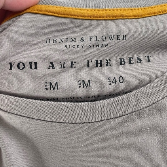 Men’s Pops Bear Medium Grey Graphic Tee Denim & Flower Ricky Singh Top - Picture 5 of 8